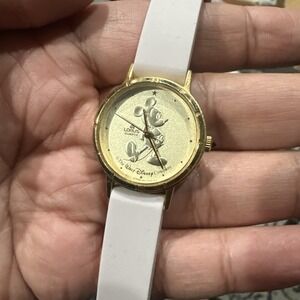 Working Vintage Mickey Mouse Lorus Watch W/ Gray Silicone Band 25mm Fit Upto 8in